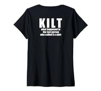 Donna Kilt è Successo Chiamato Gonna Scozzese Scozia Meme ON Back Maglietta con Collo a V