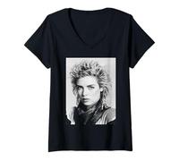 Donna Kim Wilde Pop Star Prende in Giro & Dares Era Ritratto 1984 Maglietta con Collo a V