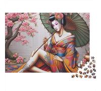 Donna Kimono Puzzle 1000 Pezzi Carta Sakura Gioco di Puzzle 1000 Pezzi Adulto Relax Decorazione Casa Famiglia 52x38cm/1000pcs