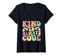 Donna Kind is Always Cool Groovy Daisy Insegnante Gentilezza Maglietta con Collo a V