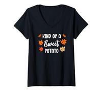 Donna Kind of Sweet Potato Rude Potato Couples Funny Thanksgiving Maglietta con Collo a V
