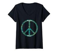Donna Kindness Equality Love Hope Diversity Inclusion Peace Maglietta con Collo a V