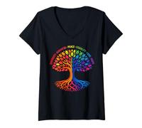 Donna Kindness Peace Equality Love Inclusion Hope Diversity Maglietta con Collo a V