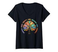 Donna Kindness Peace Equality Love Inclusion Hope Diversity Retro Maglietta con Collo a V