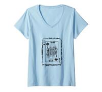 Donna King Card Retro Giocando Poker Royal Design Maglietta con Collo a V