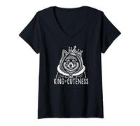 Donna King of Cuteness - Adorabile Pomerania per Natale Maglietta con Collo a V