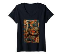 Donna King of Hearts Playing Card Fantasy Paper Cut Lucky Poker Maglietta con Collo a V