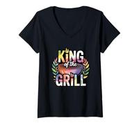 Donna King of The Grill Maglietta con Collo a V