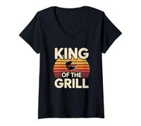Donna King of The Grill Maglietta con Collo a V