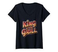 Donna King of The Grill Maglietta con Collo a V