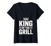 Donna King of The Grill Maglietta con Collo a V