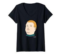 Donna King of The Hill Bobby Hill Oversized Portrait Retro Cartoon Maglietta con Collo a V