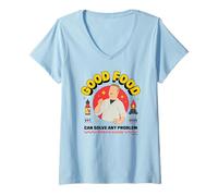 Donna King of The Hill Good Food Can Solve Any Problem Poster Maglietta con Collo a V