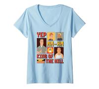 Donna King of The Hill Hank Dale Bill And Boomhauer Panels Poster Maglietta con Collo a V