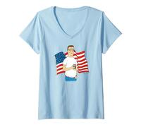 Donna King of the Hill Hank Hill and American Flag Cartoon Maglietta con Collo a V