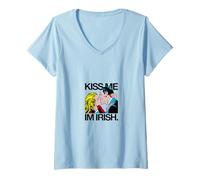 Donna Kiss Me I'm Irish Pop Art PAPL2128 Maglietta con Collo a V