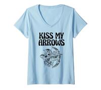 Donna Kiss My Arrows Archer Arco Freccia Tiro con l'arco Amante dello Sport Maglietta con Collo a V