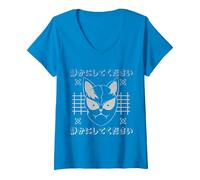 Donna Kitsune, Anime Giappone Stile Kawaii Maglietta con Collo a V, Zaffiro, M