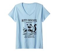Donna Kitty Biscuit Bakery Divertente Chef Baking Lover novità Maglietta con Collo a V