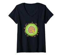 Donna Kiwi - Testa di Uccello con Kiwi Maglietta con Collo a V