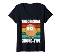 Donna Kiwi The Original Ground Type Retro Rainbow Stripes Maglietta con Collo a V