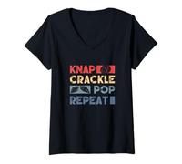 Donna Knap Crackle Pop Repeat Funny Flint Knapping A Flintknapper Maglietta con Collo a V