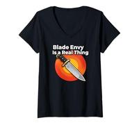Donna Knife Collector Blade Envy Is A Real Thing Funny Maglietta con Collo a V