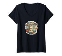 Donna Knit Happens - Filato divertente per lavori a maglia, per amanti dei gattini Maglietta con Collo a V