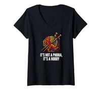 Donna Knitter Yarn Crafter Not A Phobia It's A Hobby Maglietta con Collo a V