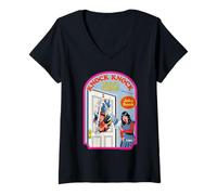 Donna Knock Knock Who's There Sarcastic Retro Funny Adult Humor Maglietta con Collo a V