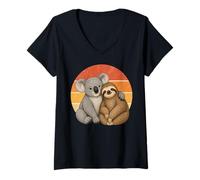 Donna Koala e Bradipo Best Friends Animal Friendship Maglietta con Collo a V