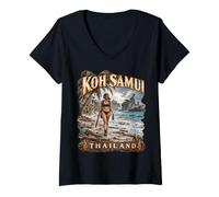 Donna Koh Samui Distopia AFTERFUTURE Terra Desolata Thailandia Maglietta con Collo a V