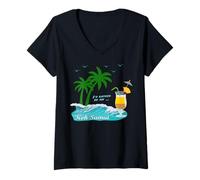 Donna Koh Samui Palme ondeggiano nel Vento Souvenir Thailandia Maglietta con Collo a V