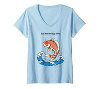 Donna Koi Fish Energy Solo Atmosfera giapponese Maglietta con Collo a V