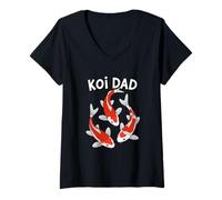 Donna Koi Fish Giappone Koi Carpa Pesci Pesci Stagno Amante Regalo Per Papà Uomini Maglietta con Collo a V