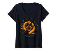 Donna Koi Fish Mandala Simbolo Armonia Zen Energy Maglietta con Collo a V