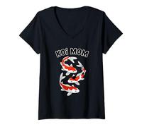Donna Koi Pesce Giappone Koi Carp Mamma Pesci Stagno Amante Per La Mamma Maglietta con Collo a V