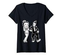 Donna Koko Il Pagliaccio Fantasma e Fidanzata Vintage Cartone Animato Maglietta con Collo a V