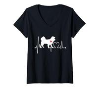 Donna Kokoni Grecia Cane Battito Cardiaco ECG I Miei Cani Sono Il Mio Cardio Maglietta con Collo a V