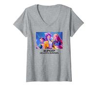Donna KPop Demon Hunters Heroic Huntrix Huntr/X Maglietta con Collo a V