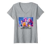 Donna KPOP Demon Hunters Heroic Huntrix Ufficialmente Autorizzato Maglietta con Collo a V