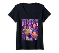 Donna KPOP Demon Hunters Huntrix Bootleg Ufficialmente Autorizzato Maglietta con Collo a V
