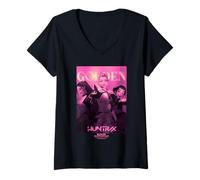Donna KPOP Demon Hunters Huntrix Golden Poster Pink Maglietta con Collo a V