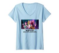 Donna KPOP Demon Hunters Huntrix Group Singing Maglietta con Collo a V