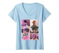 Donna KPOP Demon Hunters Saja Boys Era Grid Maglietta con Collo a V