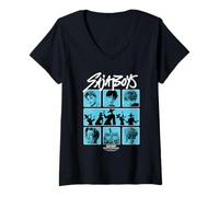 Donna KPOP Demon Hunters Saja Boys Posterized Squares Maglietta con Collo a V