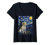 Donna Kromfohrlander Cane Van Gogh Notte Stellata Maglietta con Collo a V