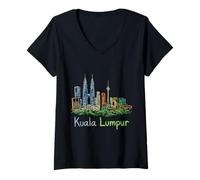 Donna Kuala Lumpur KL Malaysia Souvenir da Viaggio Regalo Maglietta con Collo a V
