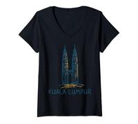 Donna Kuala Lumpur Malaysia Souvenir da Viaggio Regalo Storico della Città Maglietta con Collo a V