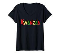 Donna Kwanzaa Unity Love Afro-Americano Uomini Donne Ragazzi & Ragazze Maglietta con Collo a V